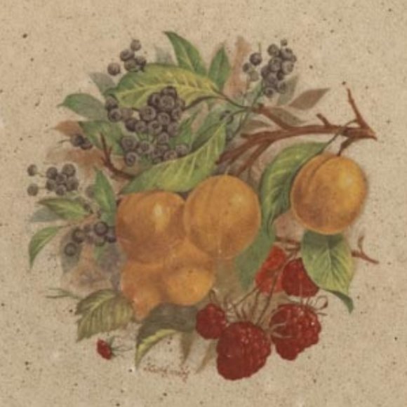 Monroe Salt Works Raspberries, Blueberries and Apricots Large Dinner Plate 11" - Picture 5 of 9